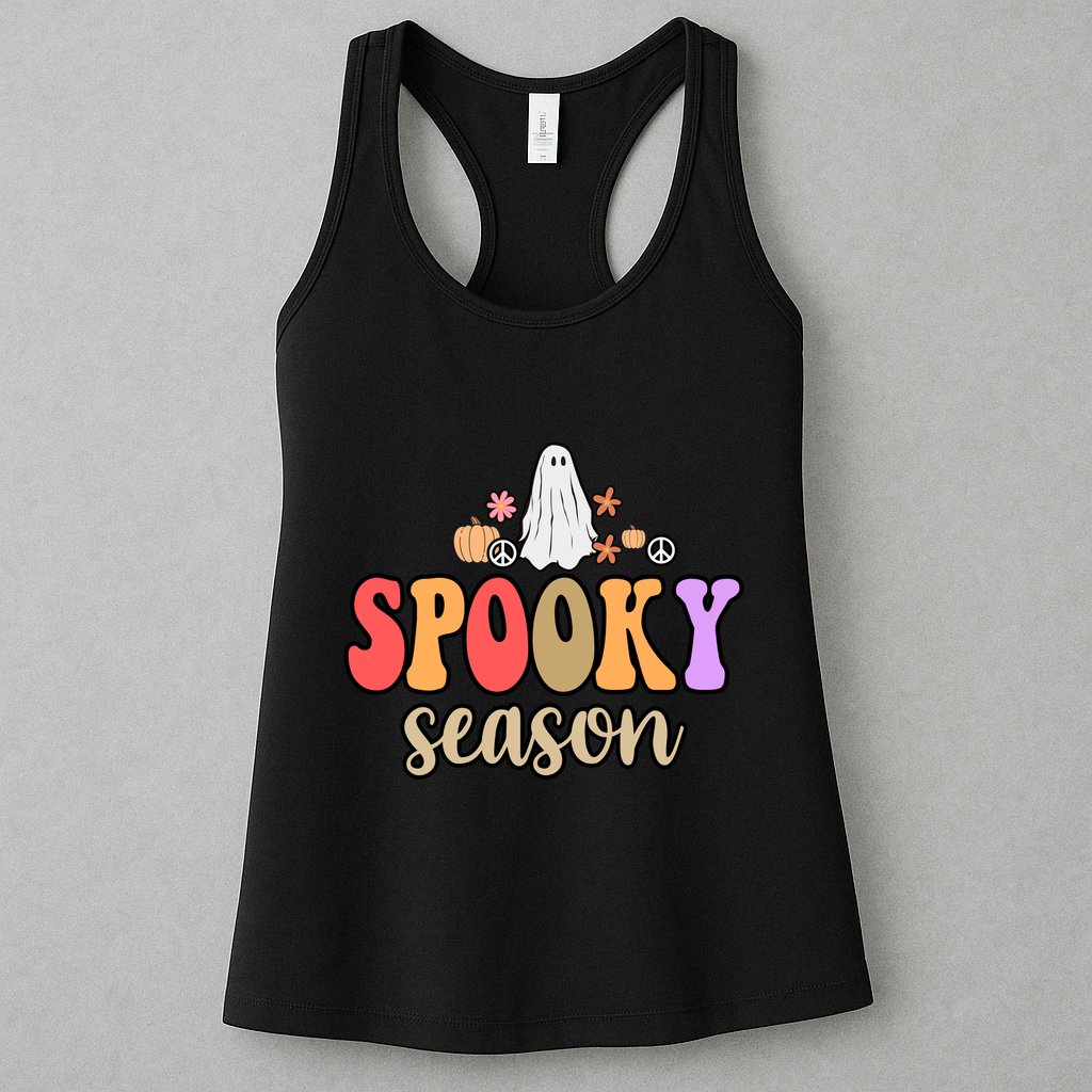 Spooky Season Floral Hippie Ghost Womens Tank Top