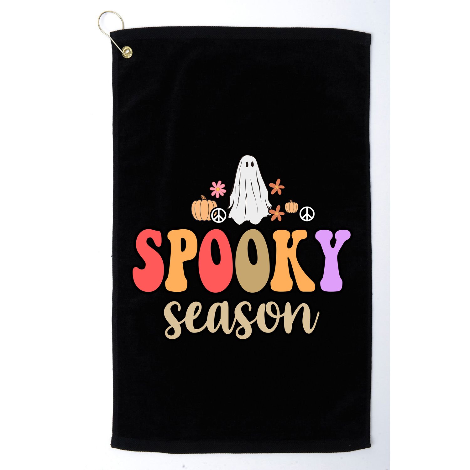 Spooky Season Floral Hippie Ghost Golf Towel