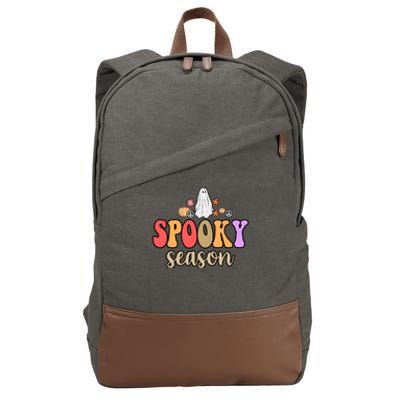 Spooky Season Floral Hippie Ghost Cotton Canvas Backpack