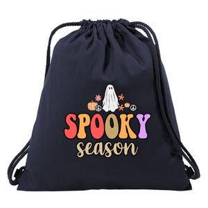 Spooky Season Floral Hippie Ghost Drawstring Bag