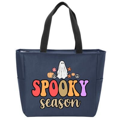 Spooky Season Floral Hippie Ghost Zip Tote Bag