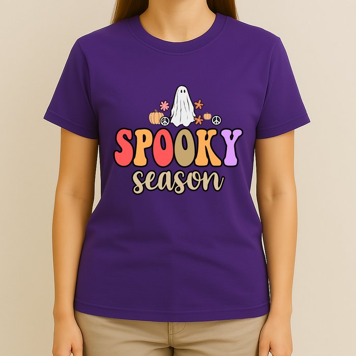Spooky Season Floral Hippie Ghost T-Shirt
