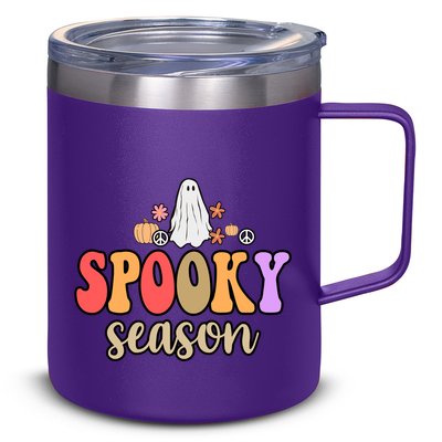 Spooky Season Floral Hippie Ghost 12oz Stainless Steel Coffee Mug