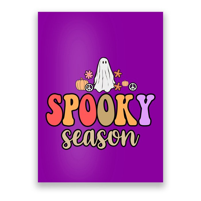 Spooky Season Floral Hippie Ghost Poster