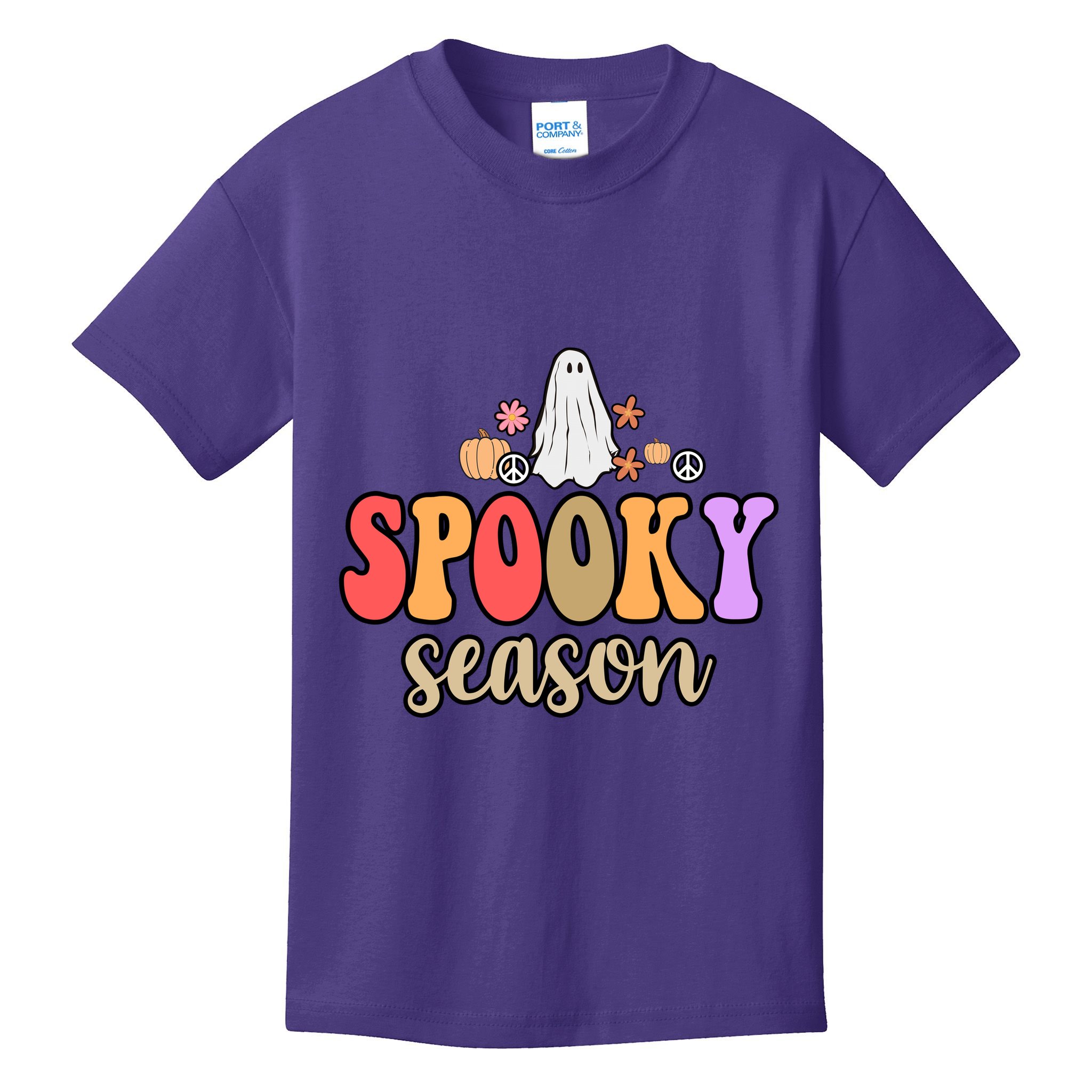 Spooky Season Floral Hippie Ghost Kids T-Shirt