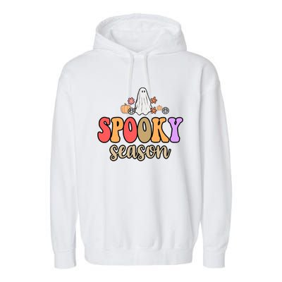 Spooky Season Floral Hippie Ghost Garment-Dyed Fleece Hoodie