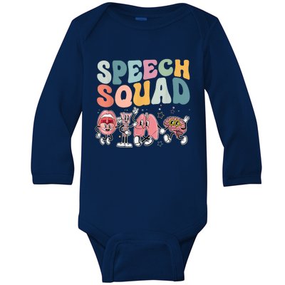 Speech Squad Funny Speech Therapy Speech Pathologist Baby Long Sleeve Bodysuit