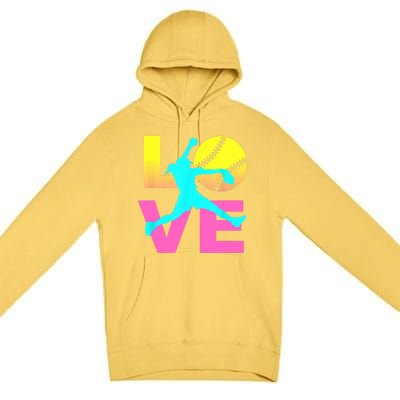 Softball Sport Love Hobby Premium Pullover Hoodie