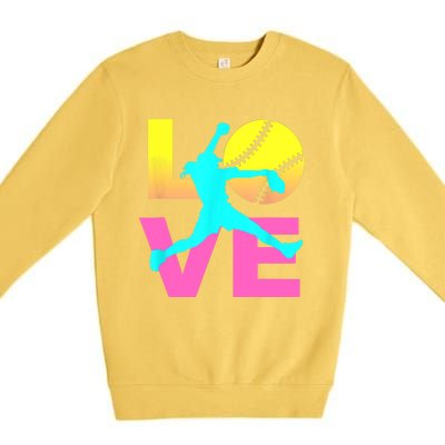 Softball Sport Love Hobby Premium Crewneck Sweatshirt