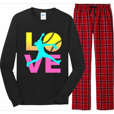 Softball Sport Love Hobby Long Sleeve Pajama Set