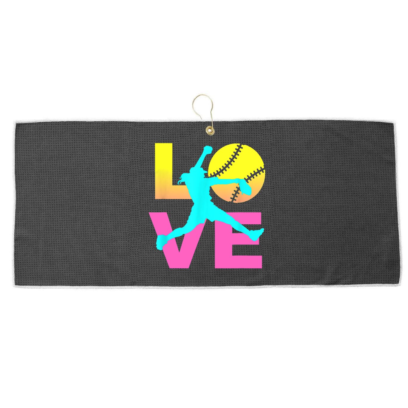 Softball Sport Love Hobby Large Microfiber Waffle Golf Towel