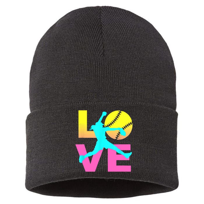 Softball Sport Love Hobby Sustainable Knit Beanie