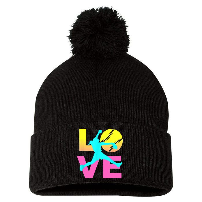 Softball Sport Love Hobby Pom Pom 12in Knit Beanie