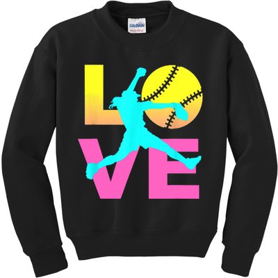 Softball Sport Love Hobby Kids Sweatshirt