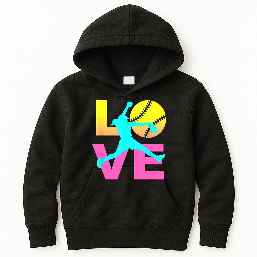 Softball Sport Love Hobby Kids Hoodie