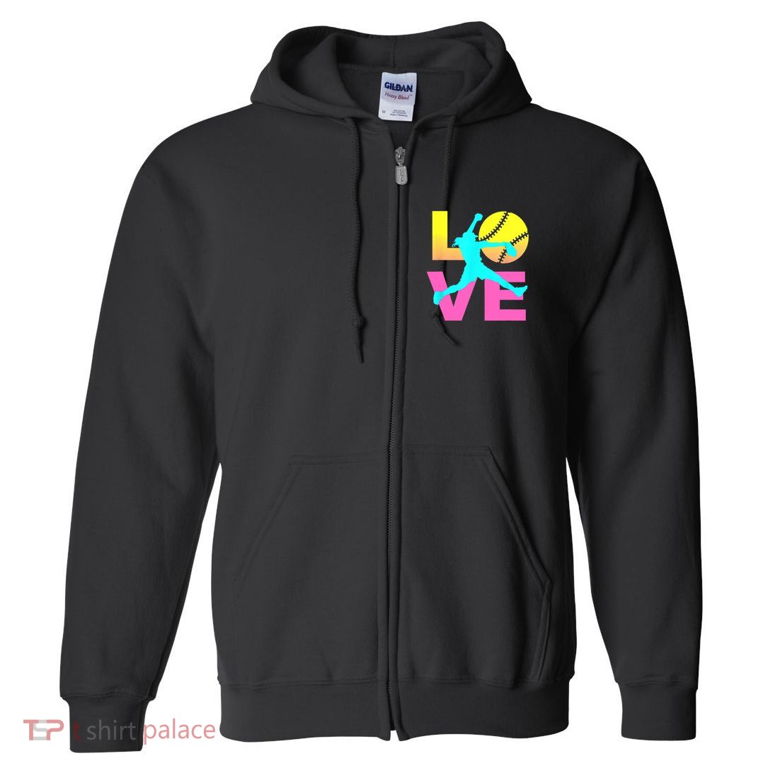Softball Sport Love Hobby Full Zip Hoodie