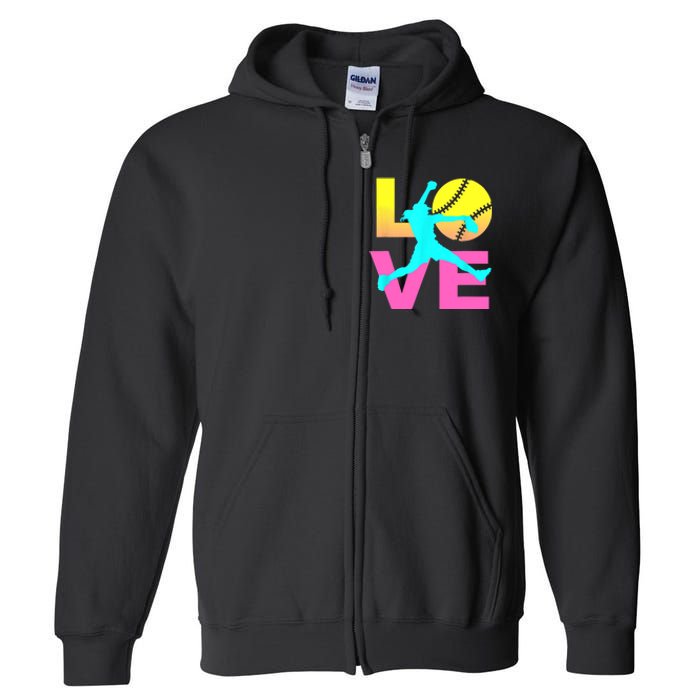 Softball Sport Love Hobby Full Zip Hoodie