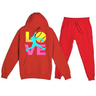 Softball Sport Love Hobby Premium Hooded Sweatsuit Set