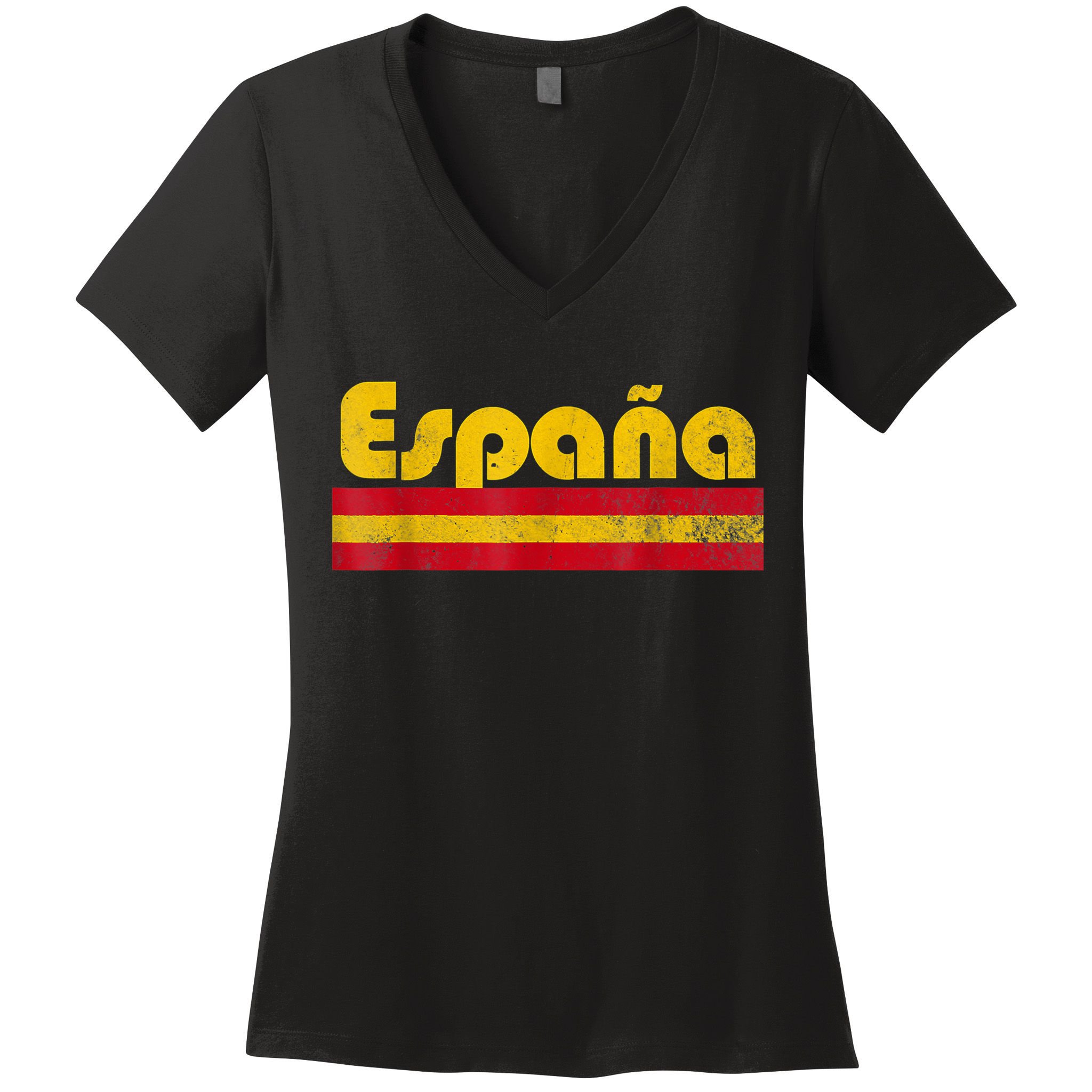 Spain Soccer Fans Jersey Spainish Flag Football Lovers Women's V-Neck T-Shirt