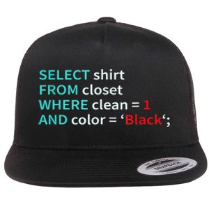 Sql Select From Closet Funny Coder Database Admin Flat Bill Trucker Hat