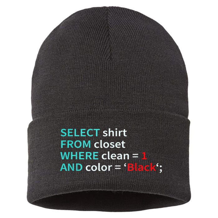 Sql Select From Closet Funny Coder Database Admin Sustainable Knit Beanie