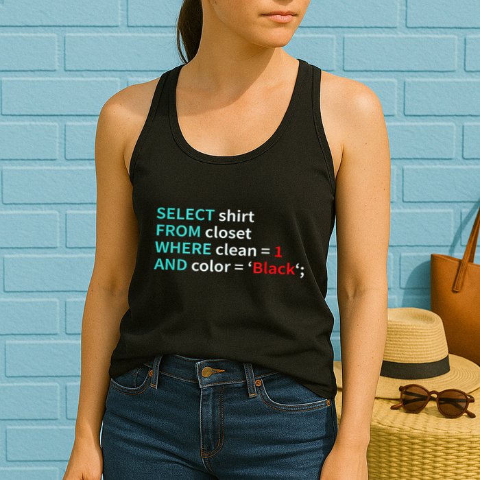 Sql Select From Closet Funny Coder Database Admin Women's Racerback Tank