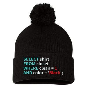 Sql Select From Closet Funny Coder Database Admin Pom Pom 12in Knit Beanie