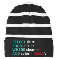 Sql Select From Closet Funny Coder Database Admin Striped Beanie with Solid Band