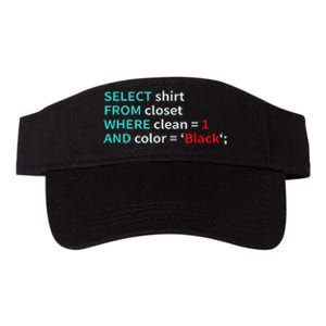 Sql Select From Closet Funny Coder Database Admin Valucap Bio-Washed Visor