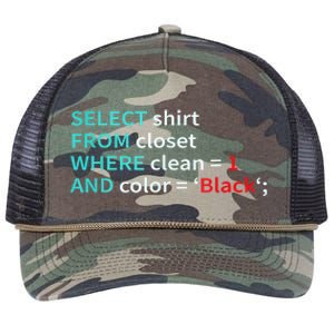 Sql Select From Closet Funny Coder Database Admin Retro Rope Trucker Hat Cap