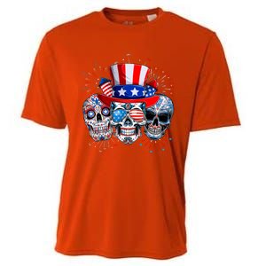 Skull Sunglasses Firework American Flag Funny 4th Of July Great Gift Cooling Performance Crew T-Shirt