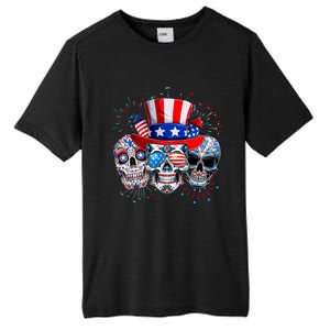 Skull Sunglasses Firework American Flag Funny 4th Of July Great Gift Tall Fusion ChromaSoft Performance T-Shirt