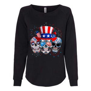 Skull Sunglasses Firework American Flag Funny 4th Of July Great Gift Womens California Wash Sweatshirt