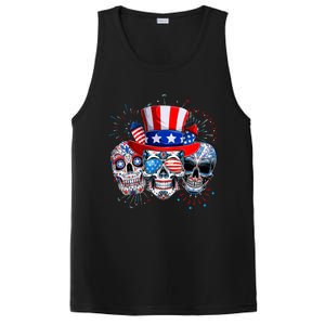 Skull Sunglasses Firework American Flag Funny 4th Of July Great Gift PosiCharge Competitor Tank