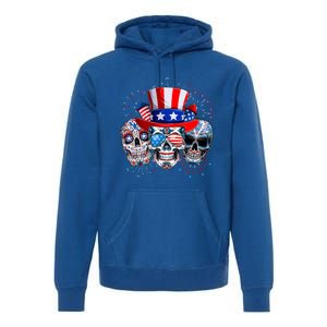 Skull Sunglasses Firework American Flag Funny 4th Of July Great Gift Premium Hoodie