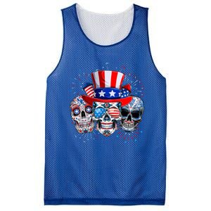 Skull Sunglasses Firework American Flag Funny 4th Of July Great Gift Mesh Reversible Basketball Jersey Tank