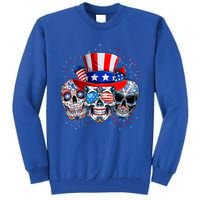 Skull Sunglasses Firework American Flag Funny 4th Of July Great Gift Tall Sweatshirt