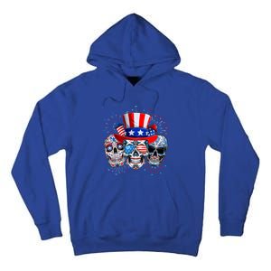 Skull Sunglasses Firework American Flag Funny 4th Of July Great Gift Tall Hoodie