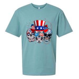 Skull Sunglasses Firework American Flag Funny 4th Of July Great Gift Sueded Cloud Jersey T-Shirt