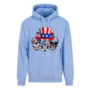 Skull Sunglasses Firework American Flag Funny 4th Of July Great Gift Unisex Surf Hoodie