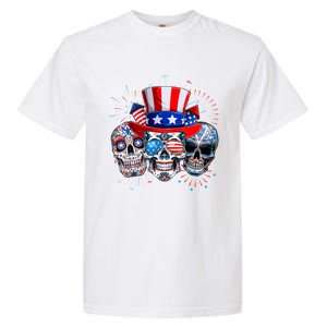 Skull Sunglasses Firework American Flag Funny 4th Of July Great Gift Garment-Dyed Heavyweight T-Shirt