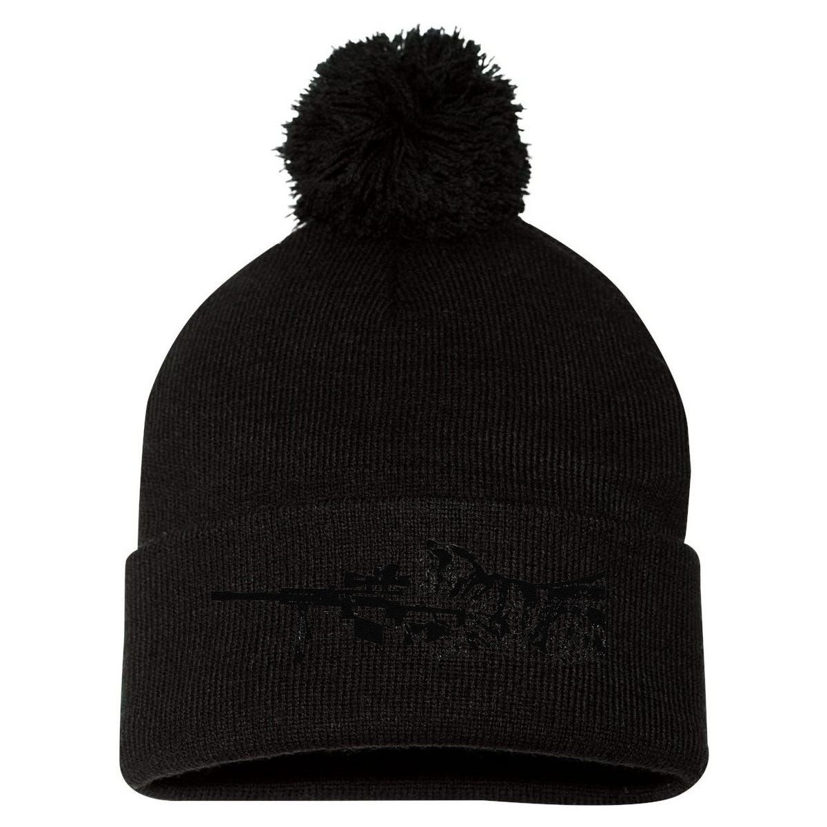 Scout Snipurr Funny Cat Sniper Pom Pom 12in Knit Beanie