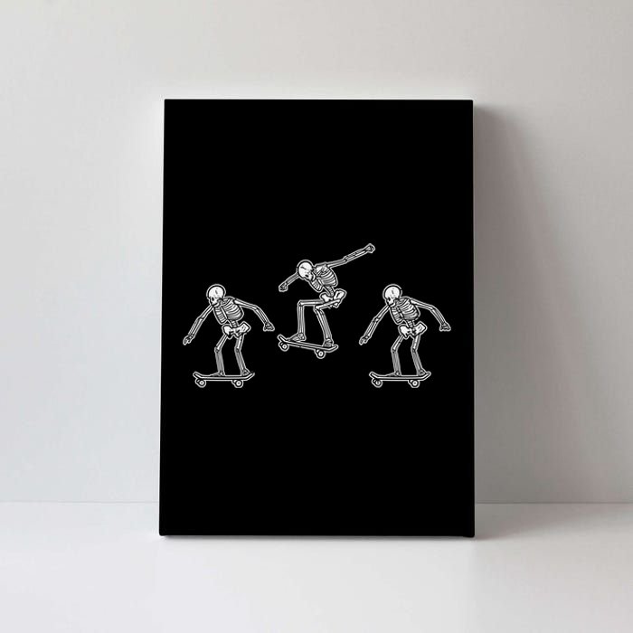 Skeletons Skateboarding Funny Halloween Skateboard Funny Gift Canvas