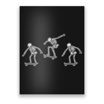 Skeletons Skateboarding Funny Halloween Skateboard Funny Gift Poster