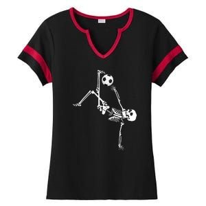 Skeleton Soccer Funny Ladies Halftime Notch Neck Tee