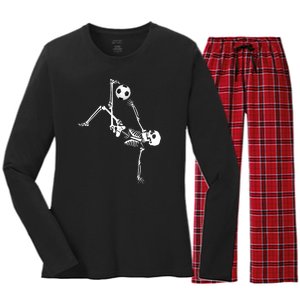 Skeleton Soccer Funny Women's Long Sleeve Flannel Pajama Set 