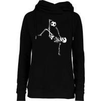 Skeleton Soccer Funny Womens Funnel Neck Pullover Hood