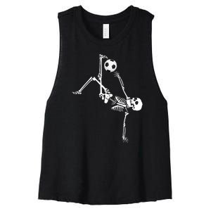 Skeleton Soccer Funny Women's Racerback Cropped Tank