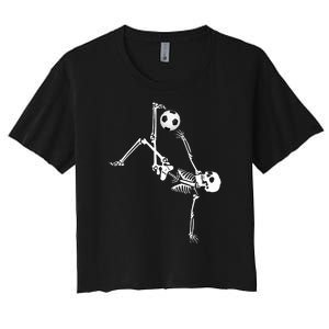 Skeleton Soccer Funny Women's Crop Top Tee