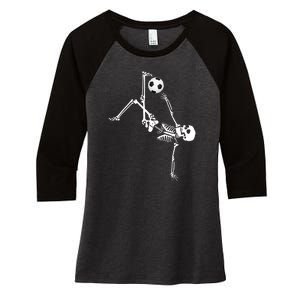 Skeleton Soccer Funny Women's Tri-Blend 3/4-Sleeve Raglan Shirt